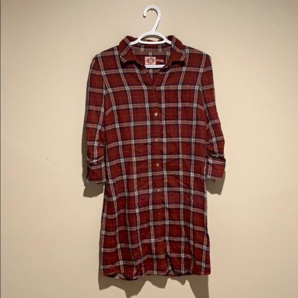Juicy Couture Red Plaid Shirtdress - Women’s Size 4 - Picture 2 of 6
